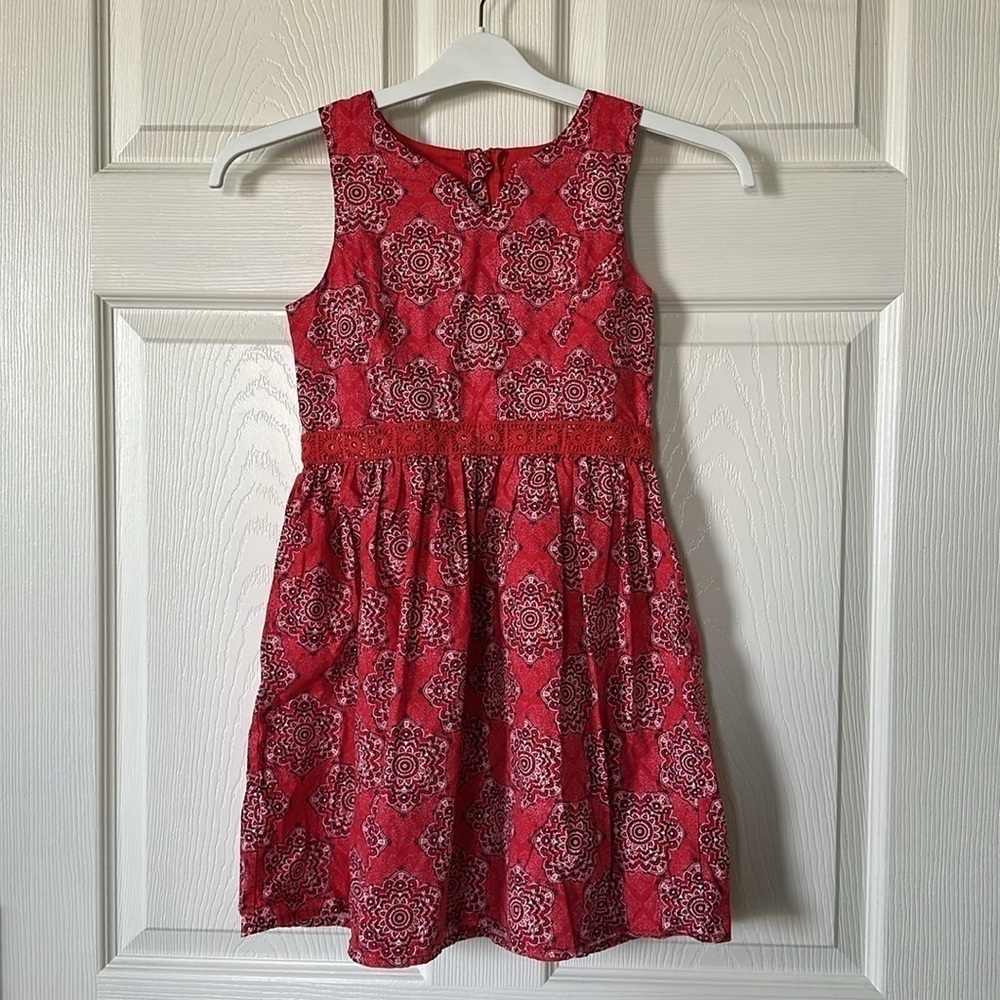 NAUTICA Girls Red Patterned Dress Size M NC0199
